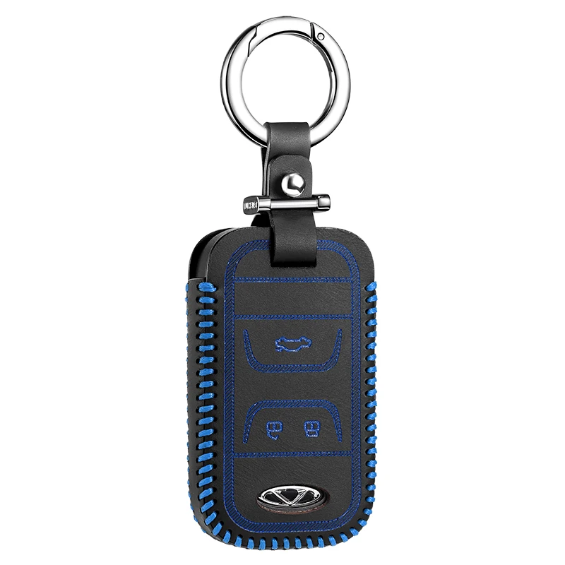 Luckeasy кожаный чехол для ключей CHERY TIGGO 8 3 5 Chery ARRIZO 3 7 Chery E3 E5 бонусный Автомобильный ключ сумка/чехол держатель кошелек key2y - Название цвета: blue 3