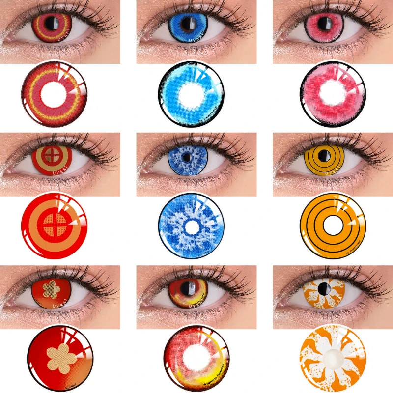 Uyaai 2pcs/pair Cosplay Contact Lenses Multicolored Contact Lenses