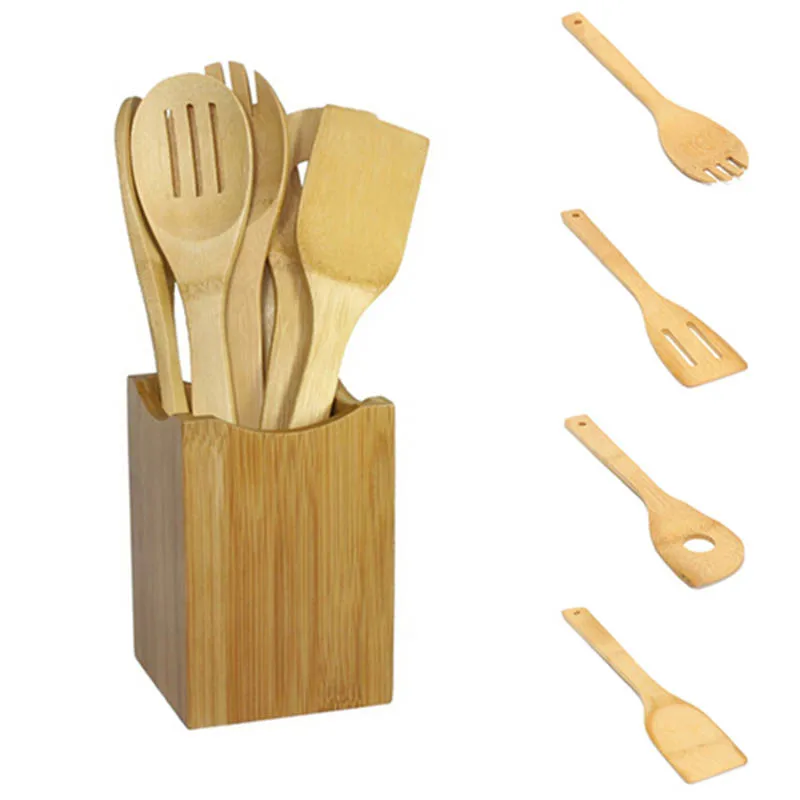 wooden kitchen cooking set