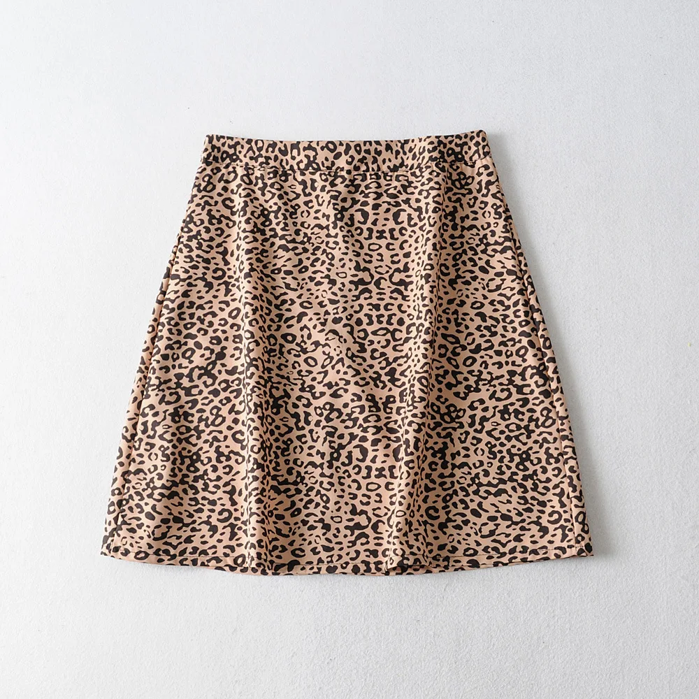 leopard Boho Цветочные трапециевидные Юбки Женская юбка с высокой талией винтажная леопардовая летняя юбка Корейская одежда Сексуальная Мини уличная одежда - Цвет: leopard