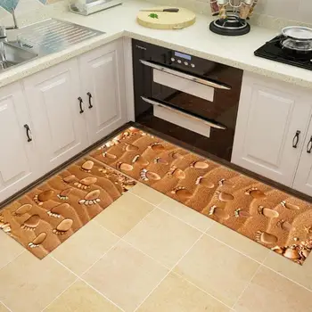 

2PCS Kitchen Mat Water Absorbing Anti-Slip Floor Cover Rugs Home Accessories for Bathroom Laundry Room Door Entrance