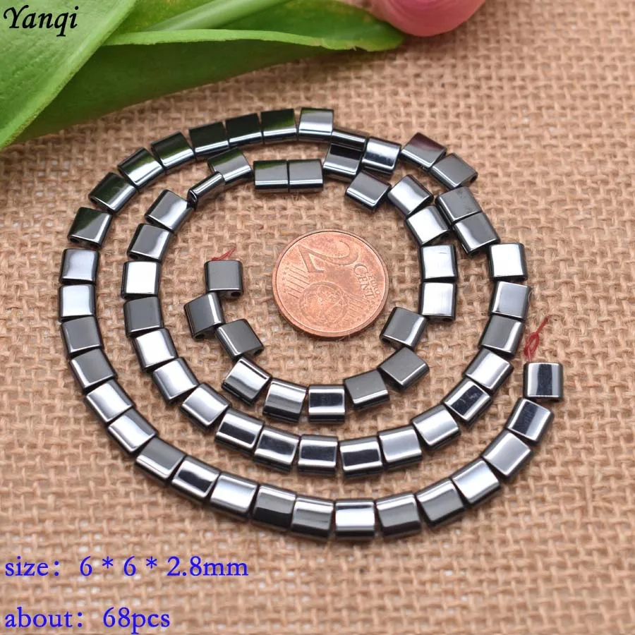 New Two Holes natural stone beads hematite black mineral beads accessories square spacer beads for jewelry making DIY Bracelets