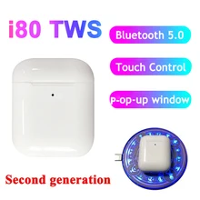 Наушники i80 TWS с сенсором Inteligente с сенсорным управлением, беспроводная зарядная гарнитура Bluetooth 5,0 8D Super bass PK i10 i20 i30 i100 i500