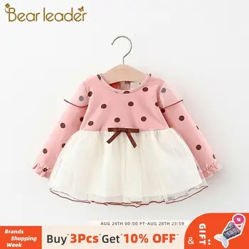 

Bear Leader Baby Girls Party Dress 2020 New Fashion Polka Dot Dress Toddler Baby Outfits Bowtie Cute Costumes Casual Clothes