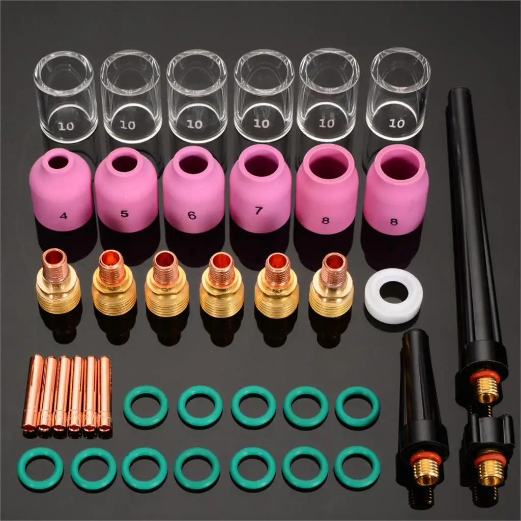 

40Pcs/Lot Practical Tig Welding kit Torch Collet Gas Lens Pyrex Glass Cup Kit for WP-9/20/25 Mayitr Welding Accessories