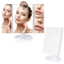 Makeup Mirror With 22 LED Light Cosmetic Vanity Mirror Hand Magnifying 1X/2X/3X/10X Flexible Touch Screen Adjustable Dual Power