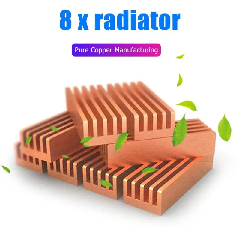 8 шт. клейкая наклейка из чистой меди радиатор для ноутбука ПК Оперативная память материнская плата чип кулер применим к материнской плате