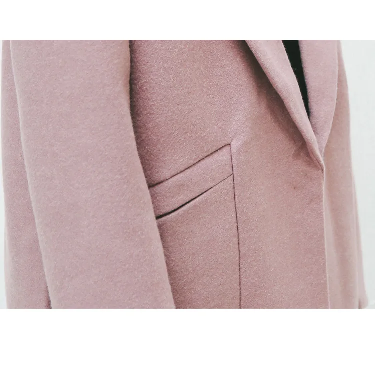 Korean Lapel Thick Woolen Coat Woman Harajuku Loose Long Sleeve Solid Coat Ladies Warm And Slim Large Pocket Long Coat Women