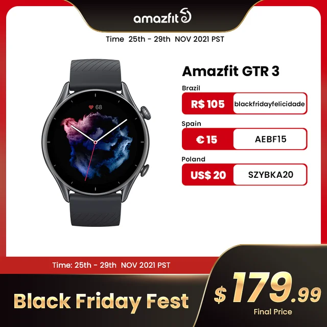 Global Version Amazfit GTR 3 GTR3 GTR-3 Smartwatch 1.39" AMOLED Display Zepp OS Alexa Built-in GPS Smart Watch for Android IOS 1