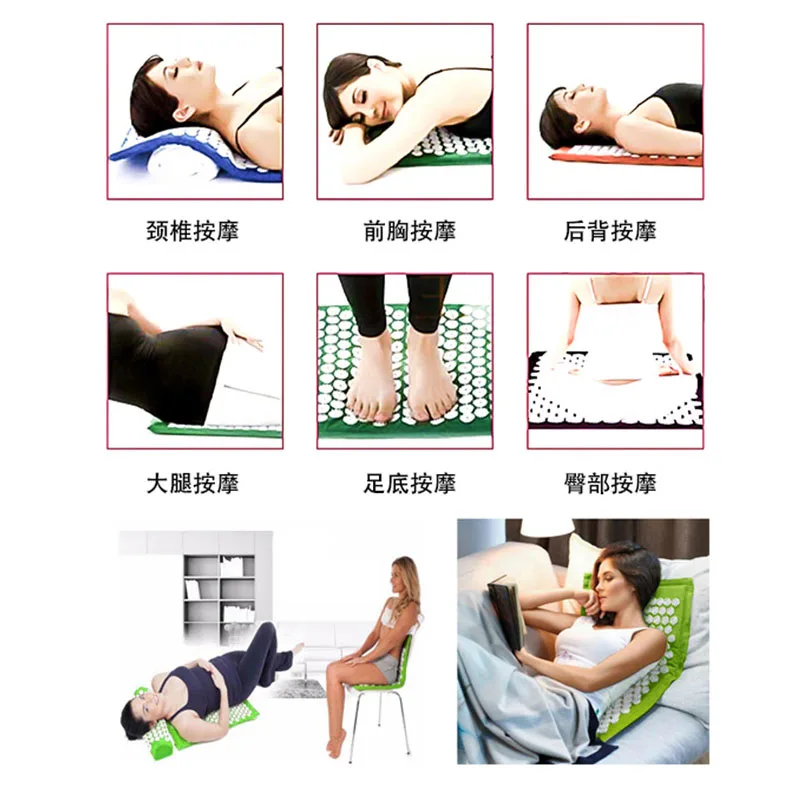 Акупунктура подушка для массажа снимает телесная боль в спине Спайк Коврик акупунктурный массаж йога коврик для тела мышечная Расслабляющая штыревая колодка