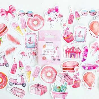

Girl Gift Series Cute Sticker Diary Scrapbooking Stationery DIY Decorative Adhesive Stickers Cartoon Pink Cactus Donuts