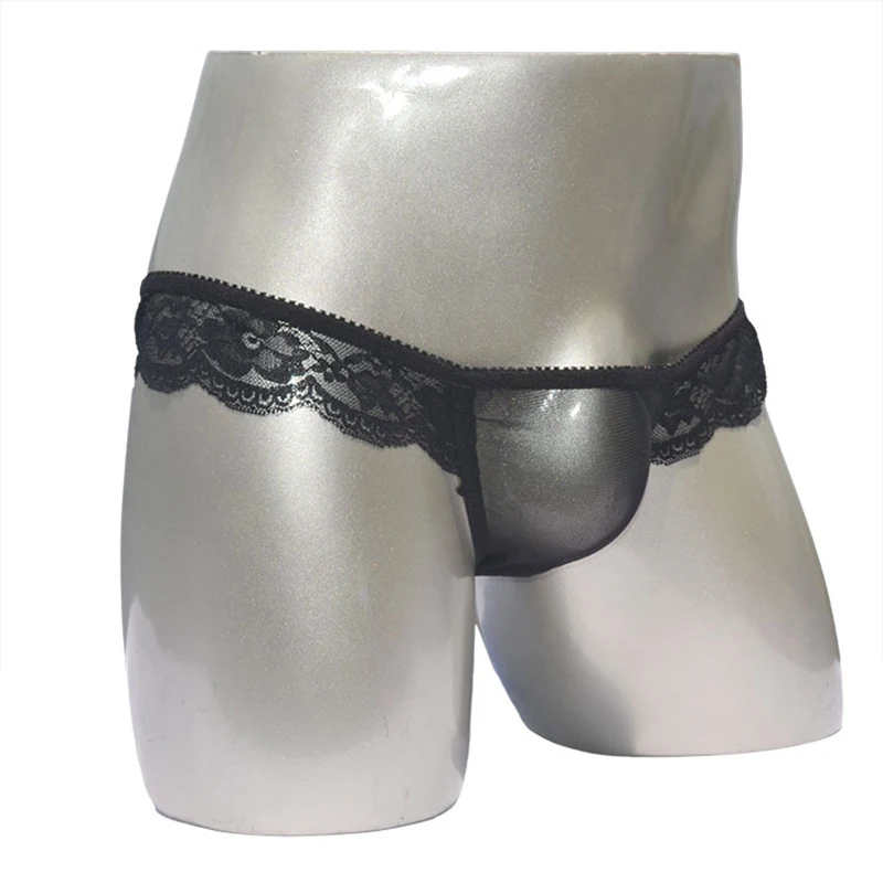

Mesh Men Lace Underwear Trumks Breathable Shorts G-String Knickers See-Through Bulge Pouch