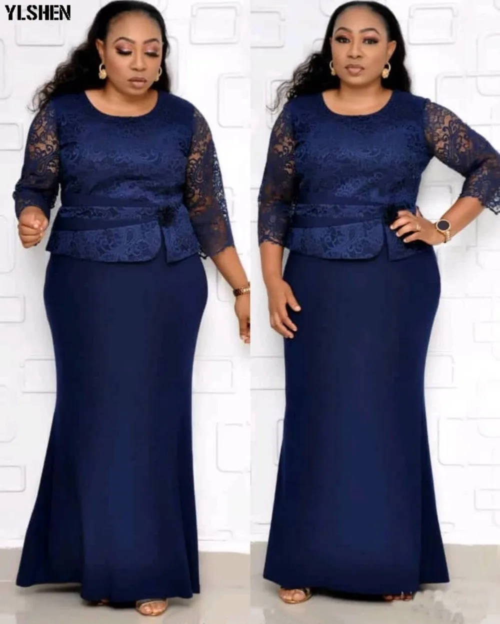 Christmas African Dresses For Women Rose Lace Africa Dress African Clothes Long Maxi Dress High Quality Robe Africaine Clothing 05