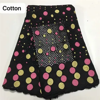 

5 y Swiss lace fabric 2019 latest heavy beaded embroidery African 100% cotton fabrics Swiss voile lace popular Dubai style 12L09