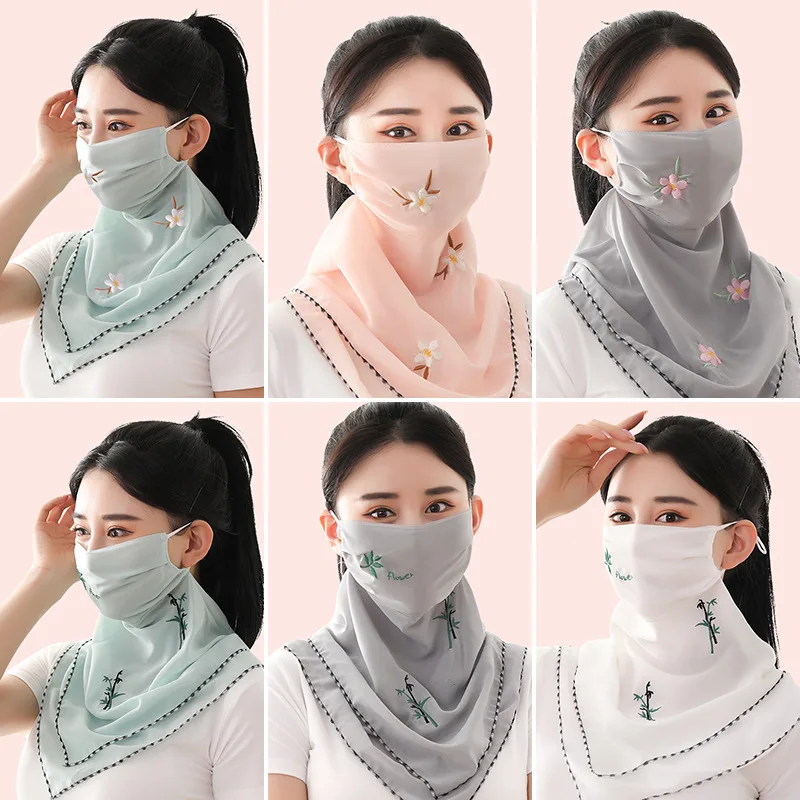 Summer sunblock mask female thin breathable summer uV-proof mouth and neck big face mask sunshade full face veil 5