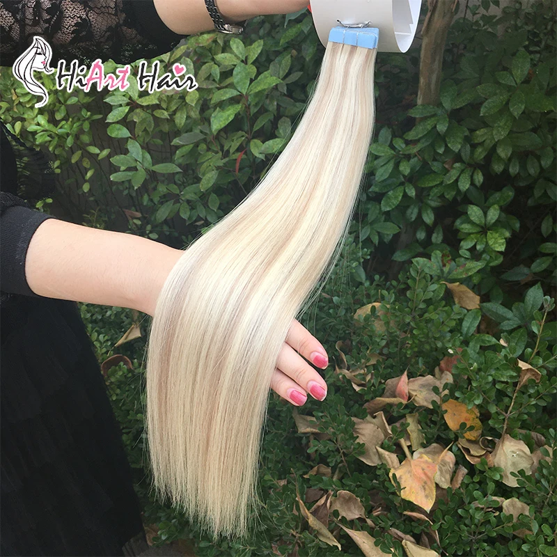 HiArt 2,5 г лента для наращивания волос для салона двойная нарисованная remy лента натуральные волосы для наращивания прямые клеящиеся волосы для наращивания пианино