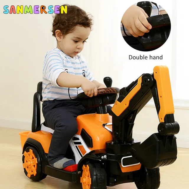 Child Large Excavator Ride on Car Toys Baby Simulation Electric Car Walker Scooter Balance Birthday Gift for 2-6 Years Old Boys 4