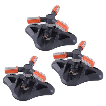 

360°3-Arm Rotating Garden Water Sprinklers System, Garden Sprinklers For Large Areas Auto Irrigation Water,Orange,3PCS