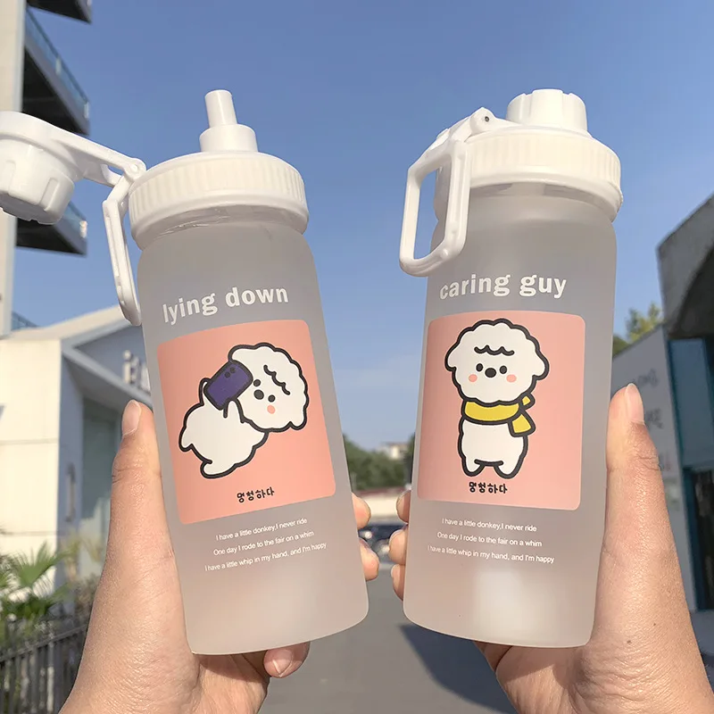 

Fashion Harajuku Cartoon Alpaca Printed High Borosilicate Water Cup Student Sports Handle Large Capacity Mug