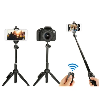 

Wireless Bluetooth Selfie Stick Foldable Tripod Expandable Monopod With Remote Control Portable Adjustable Camera Holder