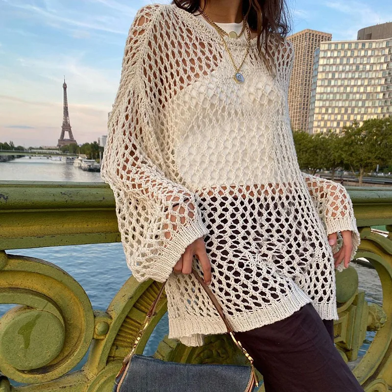 Women Crochet Sweater Swimsuit Cover Up