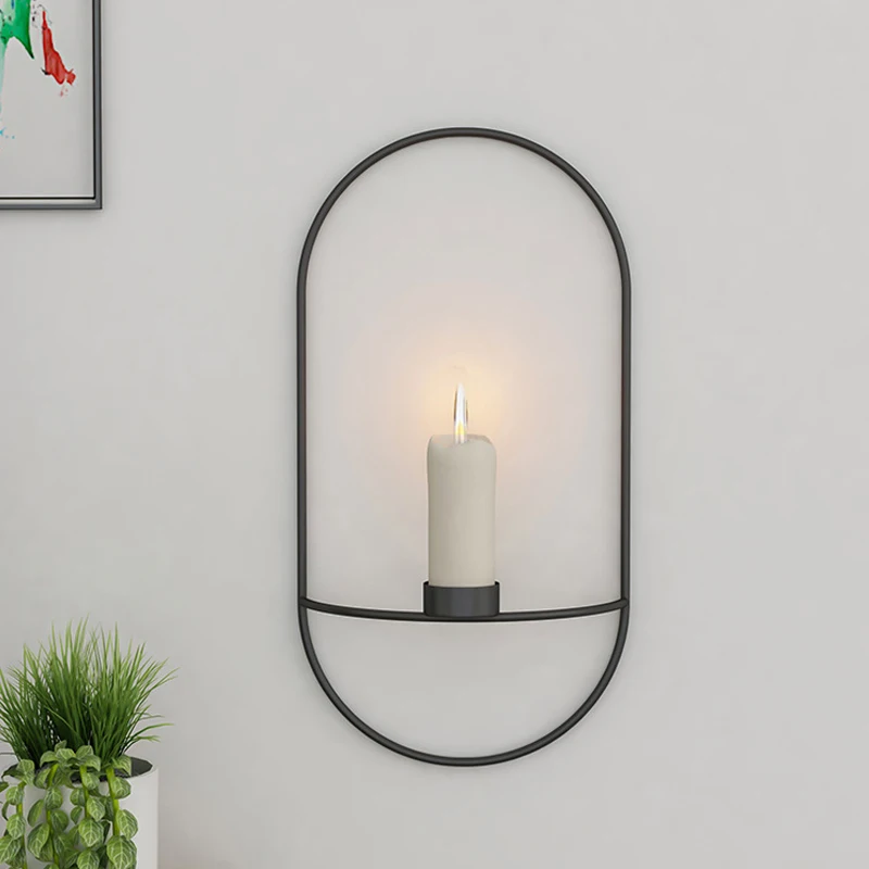 

1Pc 3D Modern Art Iron Candle Holder Wall Mounted Hanging Banquet Party Home Decor Hogard