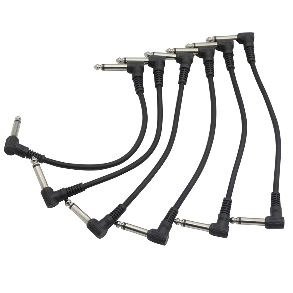 

6-Pack 21cm / 8.3 Inch Ultra Flexible Guitar Effect Pedal Patch Cables with 6.35mm Right Angle Plug Black