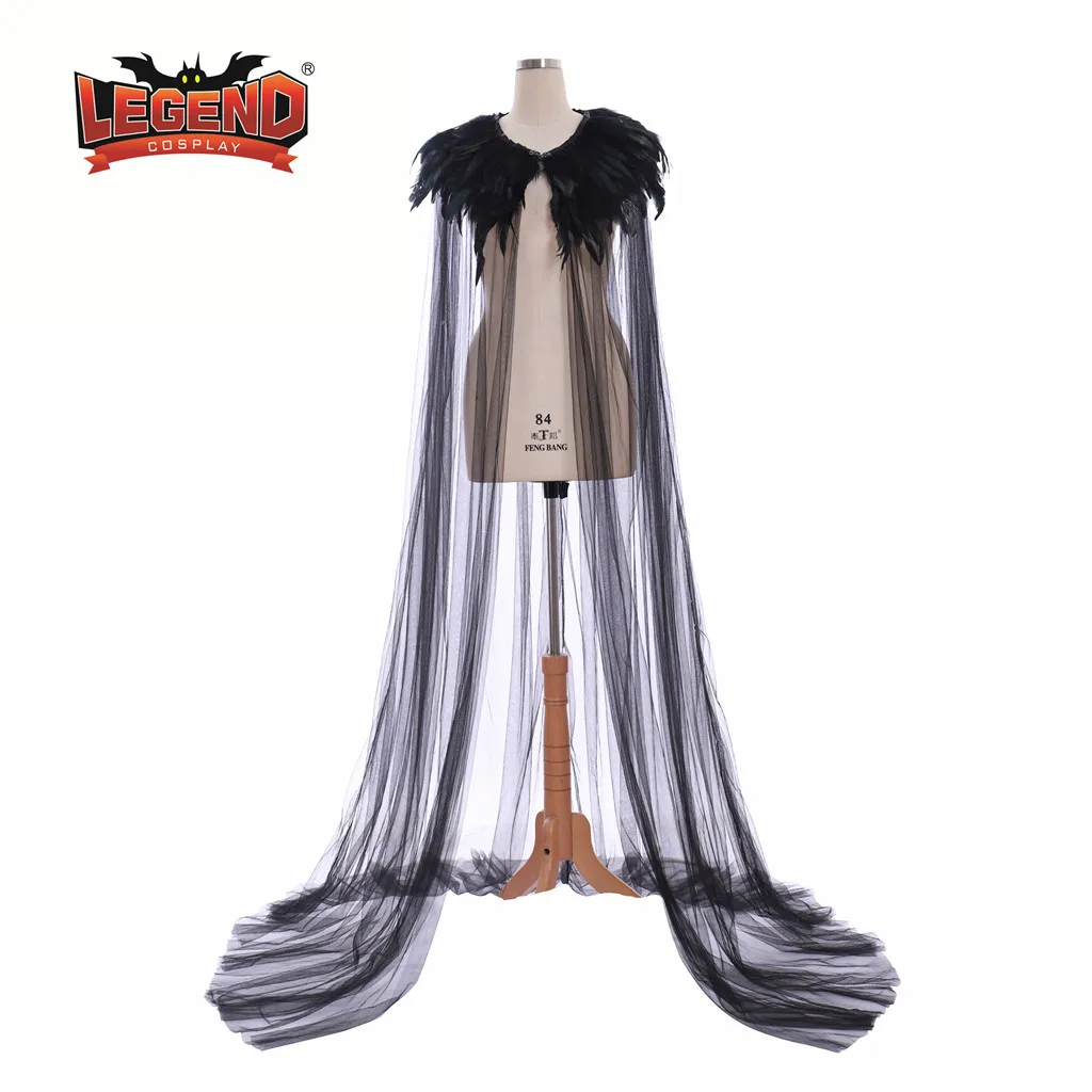 

Evil Queen cosplay cloak Cape Gothic steampunk Feather collar Cloak Costume halloween witch cosplay costume cloak