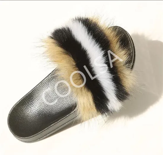 slippers Женские зимние ботинки с искусственным лисьим мехом пушистые плюшевые ботинки Комплекты сумок женские высокие зимние ботинки на меху женские пушистые шлепанцы дождевые повязки на голову - Цвет: slippers