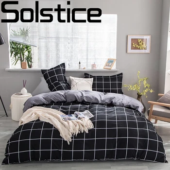 

Solstice 2020 Juvenile Bedding Sets Bed Sheet Duvet Cover Pillowcases Coverlet Sets Bed Linen Black Plaid Style Full Size 3/4pcs