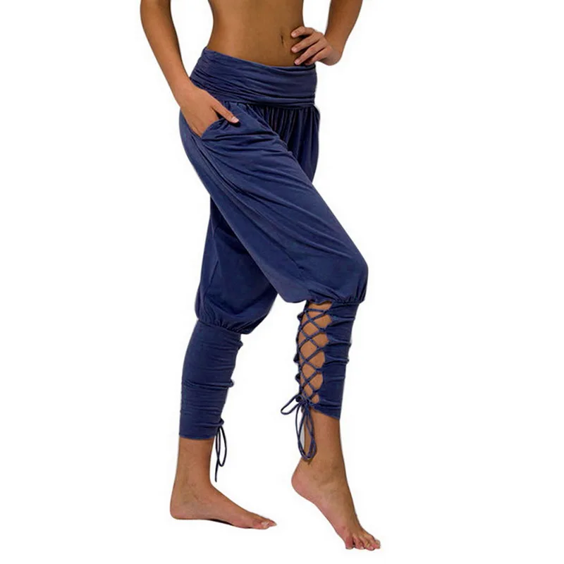 Navy Blue Широкие штаны для йоги свободные плюс размер штаны для йоги леггинсы для спортзала женские леггинсы для бега длинные брюки для йоги танец s-xxl - Цвет: Navy Blue