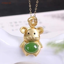 CYNSFJA Real Certified Natural Hetian Jasper 925 Sterling Silver Lucky Amulets Rat Green Jade Pendant High Quality Best Gifts CYNSFJA Real Certified Natural Hetian Jasper 925 Sterling Silver Lucky Amulets Rat Green Jade Pendant High Quality Best Gifts