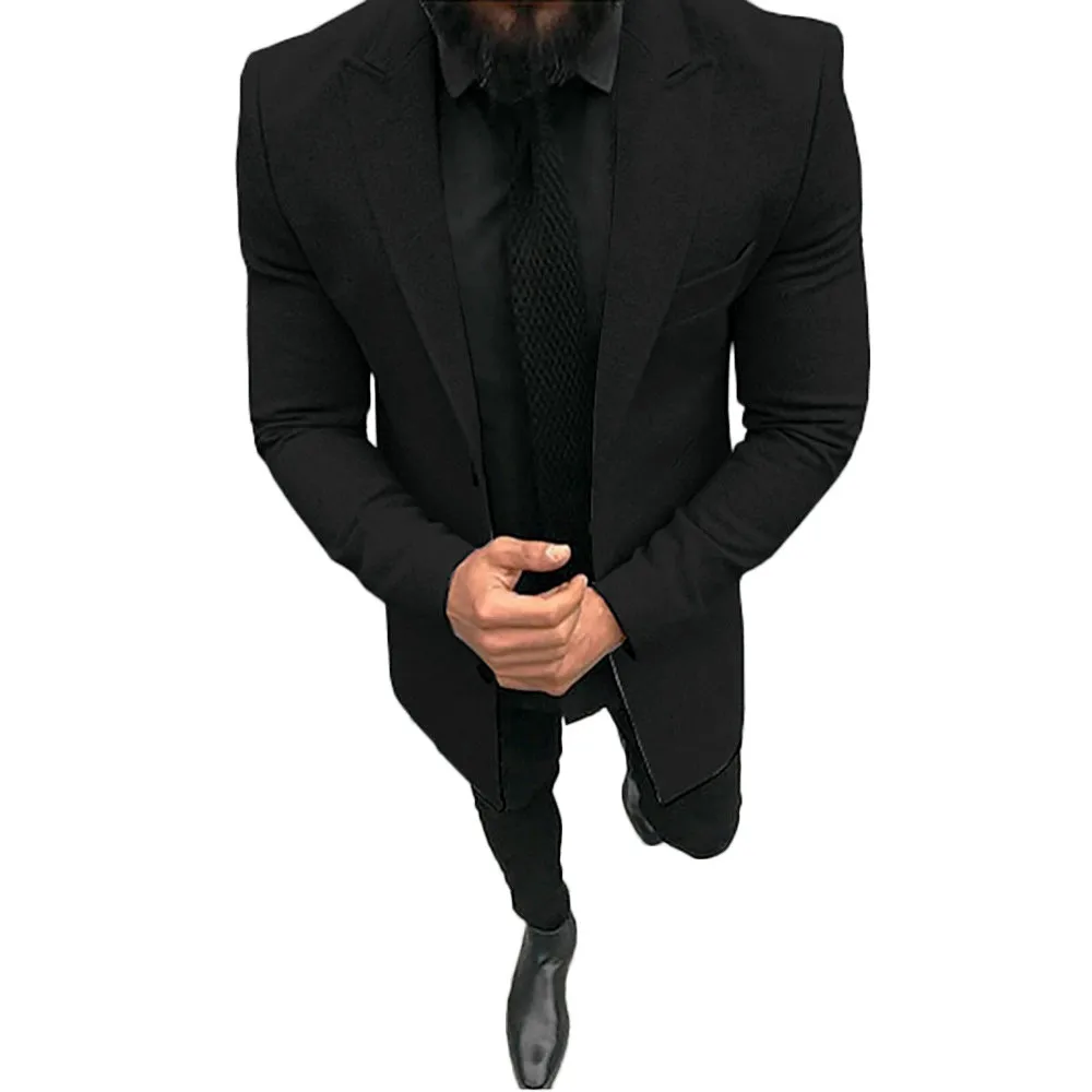 Блейзер Masculino, модный мужской повседневный деловой костюм, мужской однотонный приталенный пиджак на пуговицах с длинным рукавом