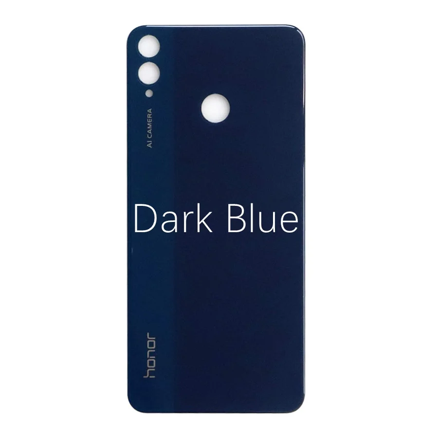 Для Honor 8X крышка батареи Задняя стеклянная задняя дверь корпус чехол для huawei Honor 8X крышка батареи JSN-L21 L22 L23 L42 LX1 AL00 - Цвет: Темно-синий
