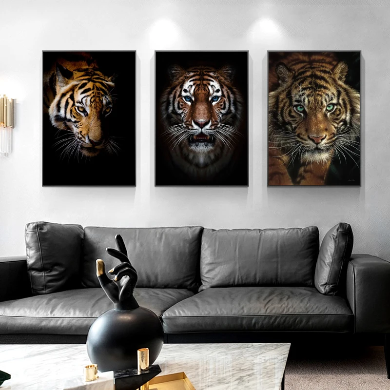 

African Wild Tiger Posters and Prints Animals Canvas Painting Wall Art Decorative Picture for Kids Living Room Cuadros Decor