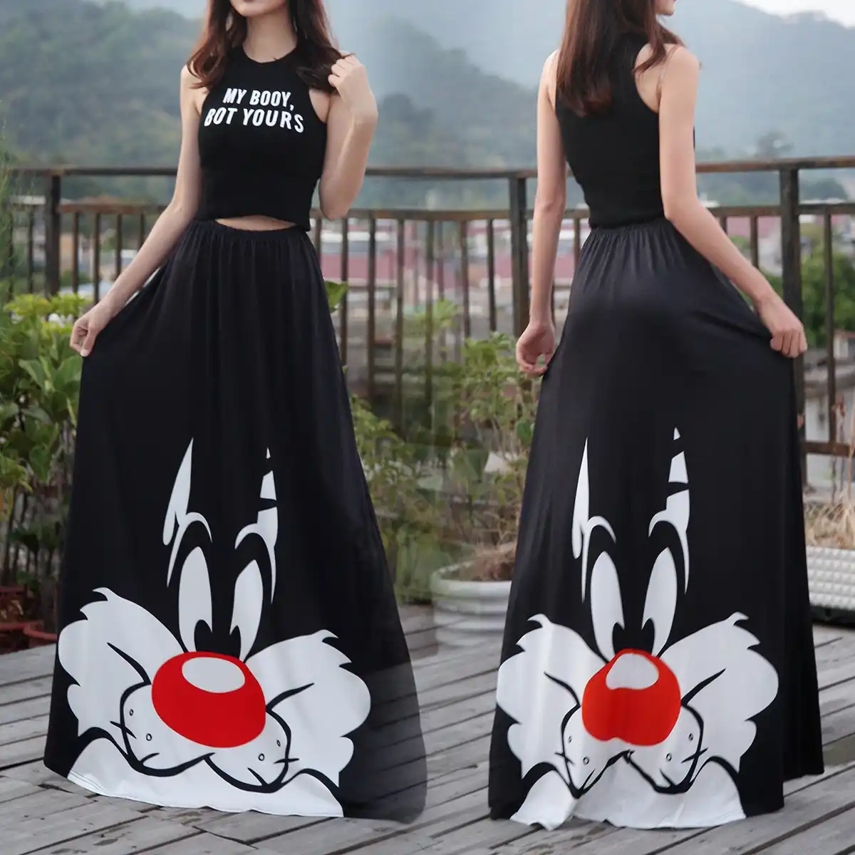 mickey mouse maxi skirt