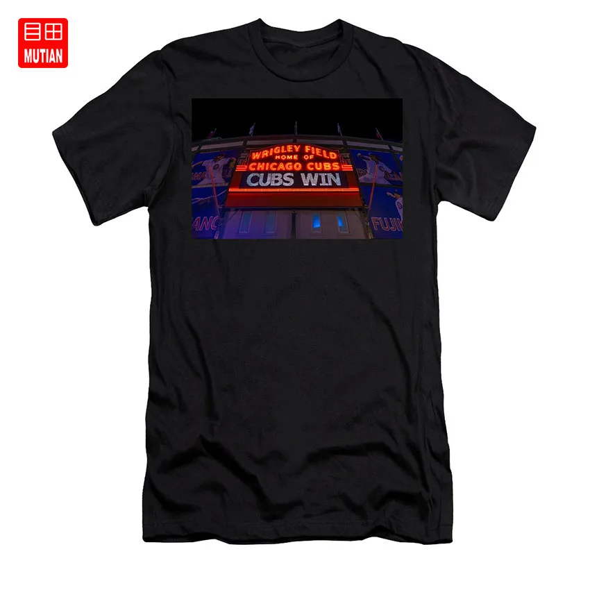 Cubs Win футболка marquee chicago illinois cubs знак win wrigley поле Ночная игра | Мужская одежда
