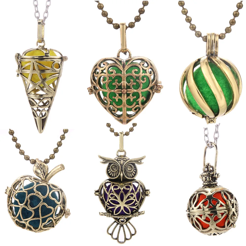 Vintage Bronze Aromatherapy Necklace Perfume Diffuser Locket Pendant Music Ball Luxury Jewelry Suitable for Women | Украшения и