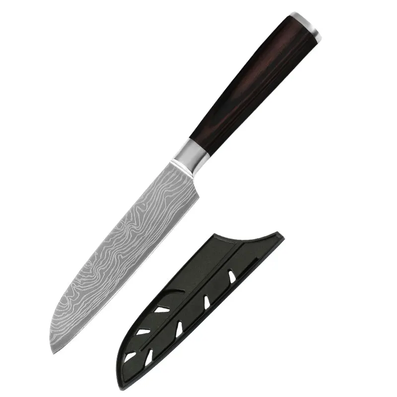 Набор ножей из нержавеющей стали Santoku 8 дюймов поварские ножи с ножками дамасский узор Кухонные гаджеты Инструменты Посуда Ножи держатель - Цвет: 5 inch Santoku Knife