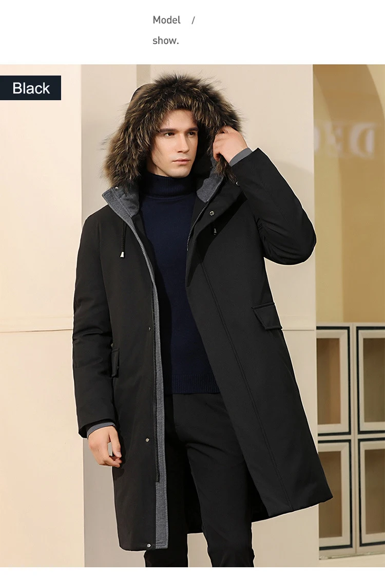 Новинка года; длинный воротник из натурального меха; Doudoune Hiver Homme