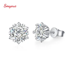 

Smyoue Single 0.3/0.5/1 Carat Real Moissanite Small Srud Earrings For Women 100% 925 Sterling Silver Six-claw Heart-shaped Gift