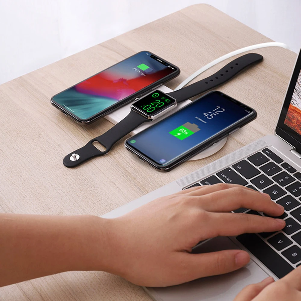 Беспроводное зарядное устройство Rovtop для IPhone X XS MAX XR 8 быстрая Беспроводная Полная нагрузка 3 в 1 Зарядная панель для Airpods Apple Watch 4 3 2
