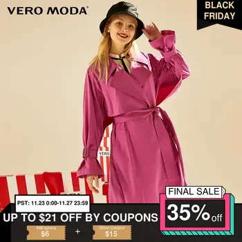 

Vero Moda Women's Lapel Lace Up Button Trim Mid Lenth Trench Coat | 319321541