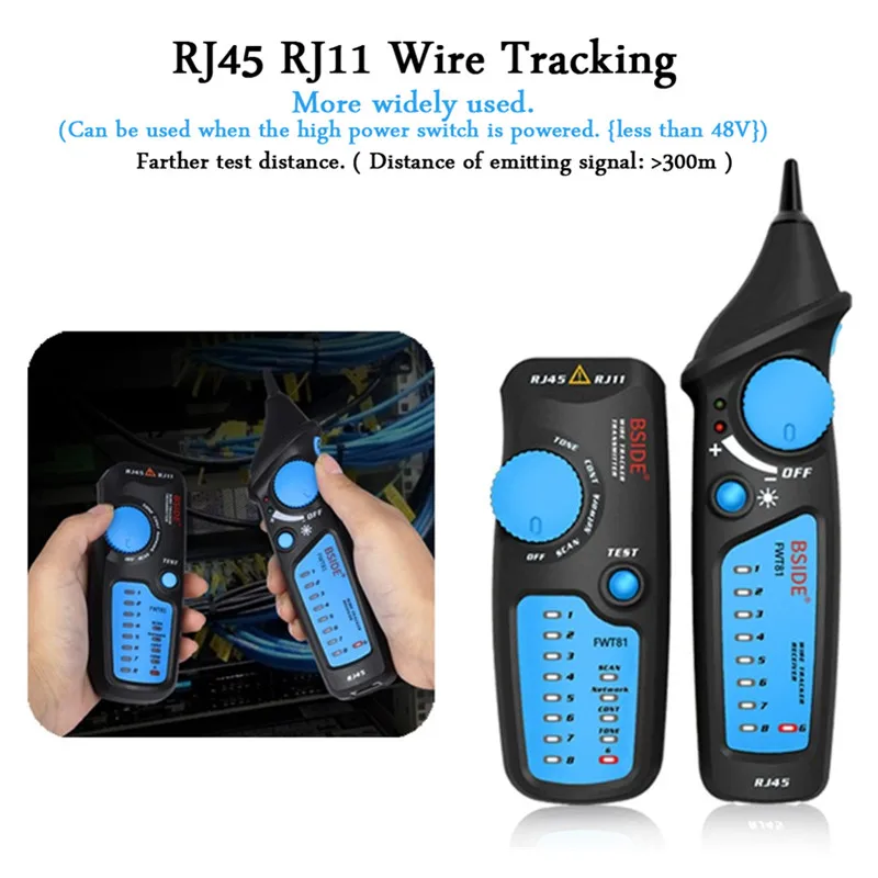 LAN Tester RJ45 Network Cable Tester Cable Tracker Analyzer Detector Line Finder Analyzer FWT81 Telephone Wire Toner Ethernet
