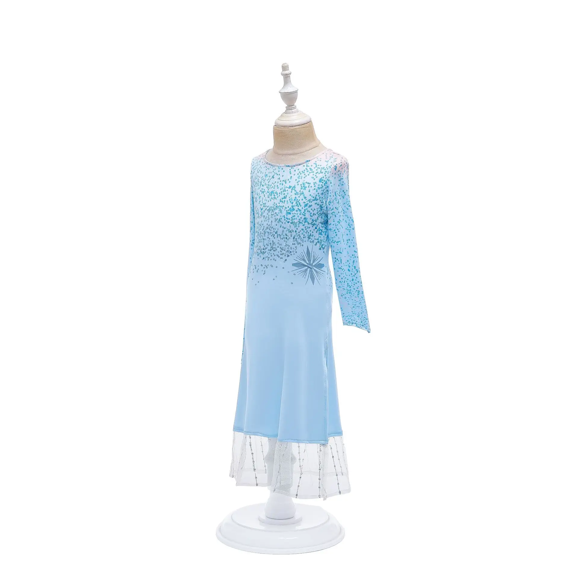 Новое платье для девочек; Одежда для девочек; комплект принцессы Эльзы из 2 предметов; рождественское платье Эльзы для костюмированной вечеринки; платье принцессы небесно-голубого цвета на день рождения