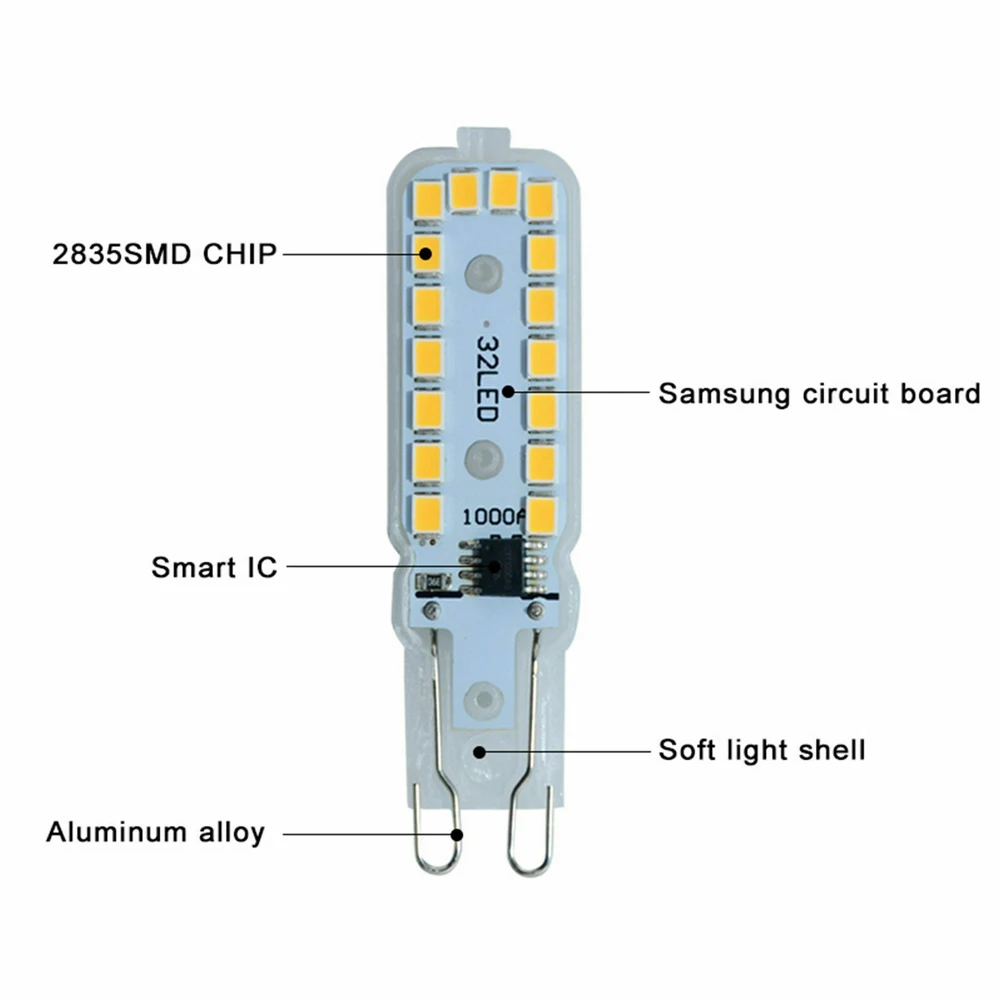 밝은 가정용 샹들리에 G9 LED 조명 전구, 220V 110V 스포트라이트 2835, 3W 5W 7W 30W 40W 할로겐 앰플 교체, 3 개