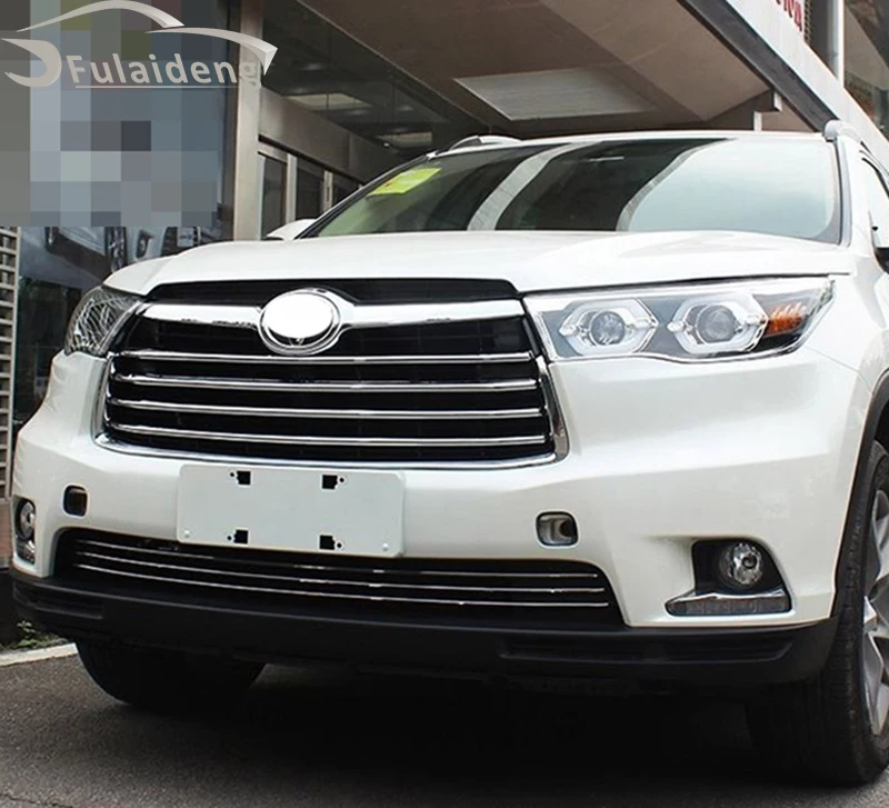 4 шт. для Toyota Highlander- ABS Хромированная передняя решетка бампера Гриль Крышка отделка автомобиля Стайлинг Аксессуары