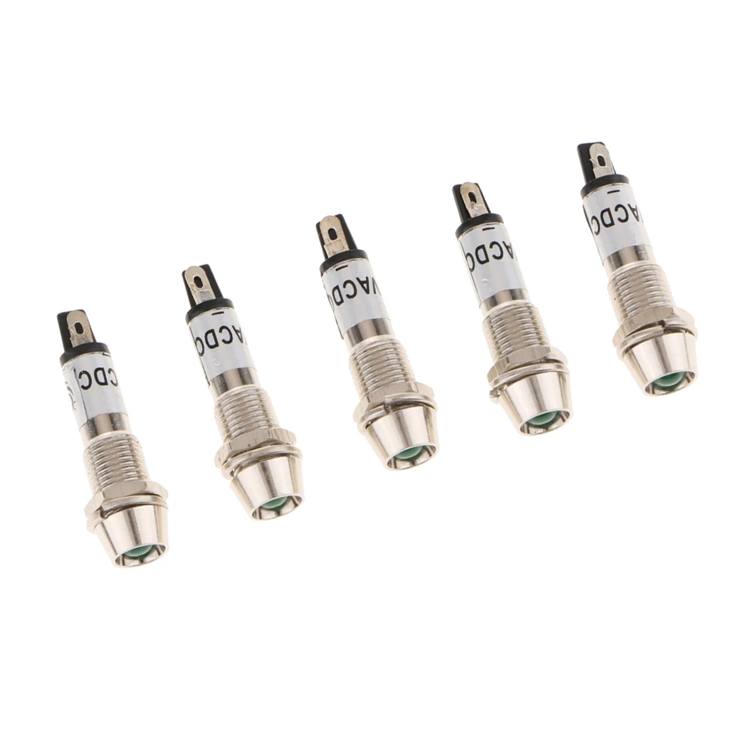5 Pieces 12V DC 8mm XD8 1 Indicator Led Metal Signal Lights Lamps Bulb