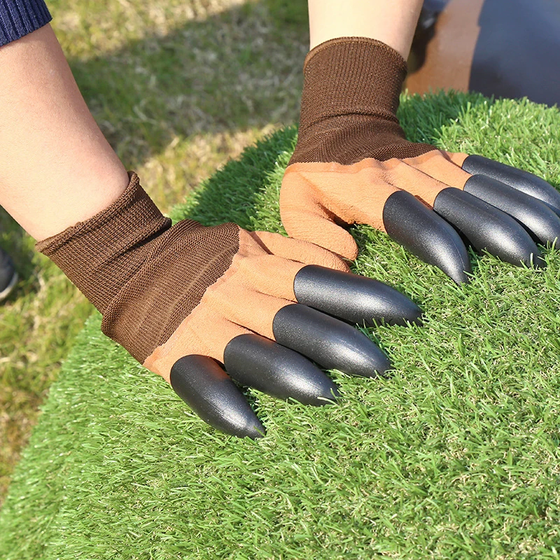 brown 8 claws 1 пара новых садовых перчаток для садовой копки, посадки сада, Genie перчаток с 4 ABS пластиковыми когтями - Цвет: brown 8 claws