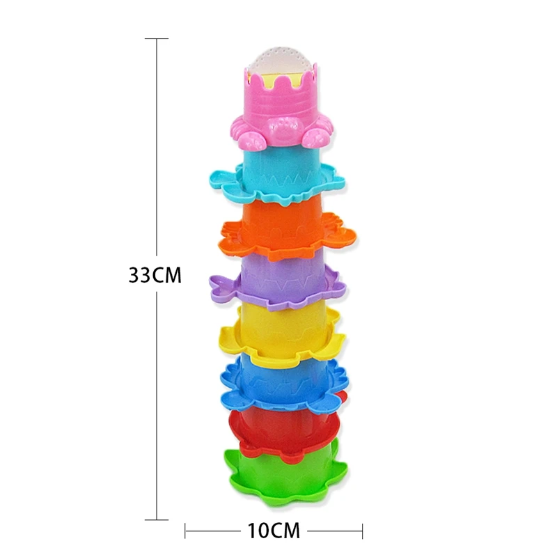 FBIL-Bath Toys and Stacking Cups for Toddlers 8 Pcs Early Educational Toy for Bathtub Game, Beach and Pool Party